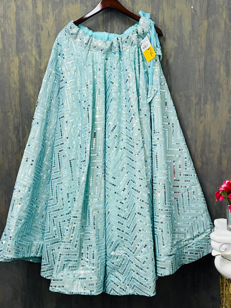 Sequin Lehenga | light blue