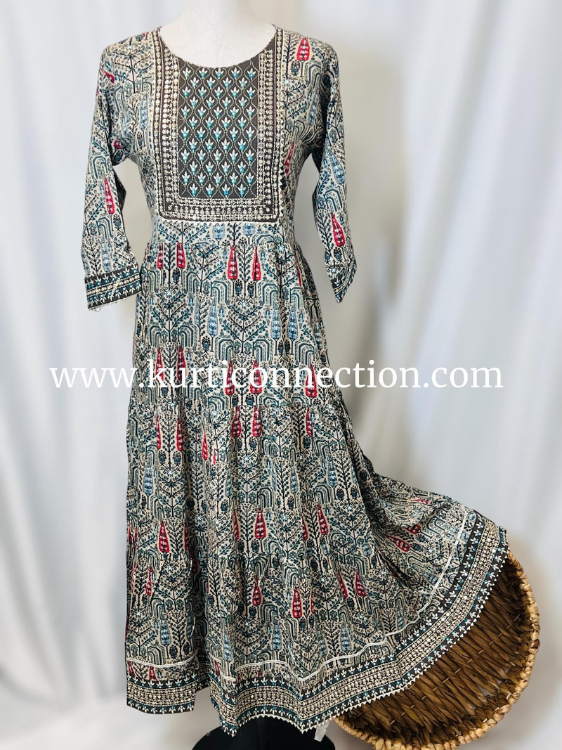 Printed cotton kurti with sequin border