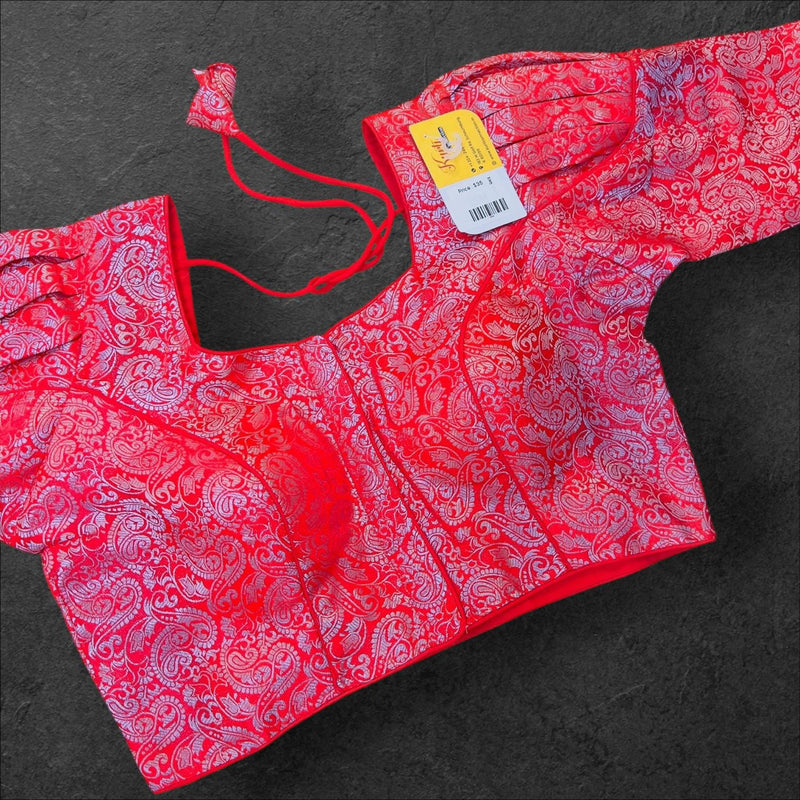 Red- Silver readymade blouse