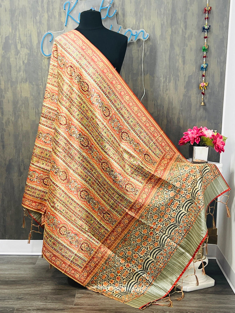 Digital print silk dupatta