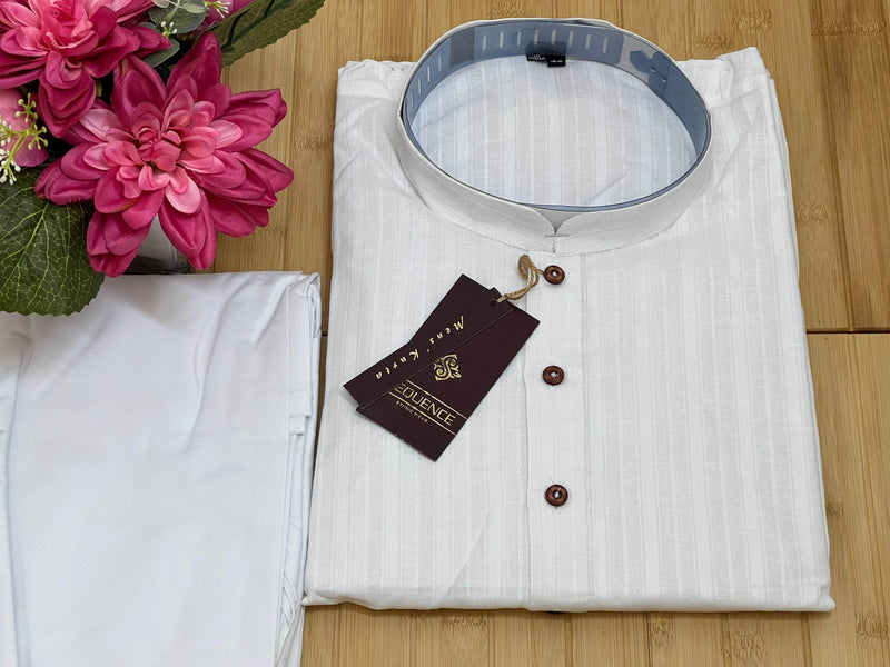 White cotton kurta pajaama set