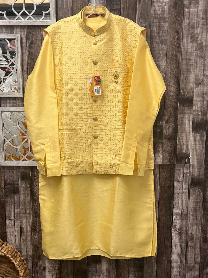 Silk kurta set with jacket