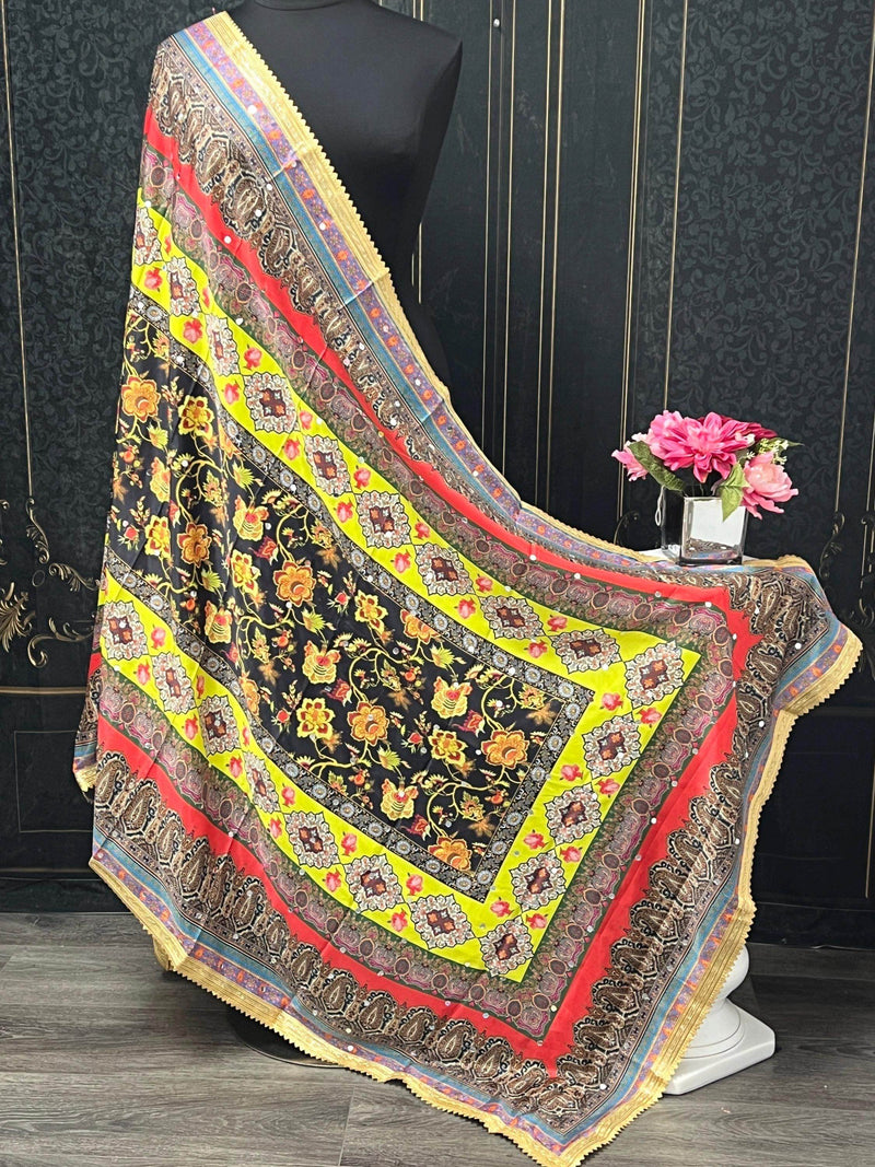 Digital print dupatta / Pakistani mirror work dupatta