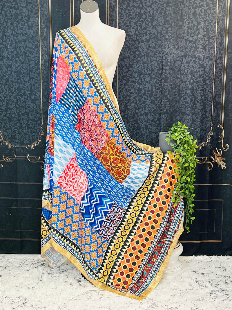 Multi color mirror work dupatta