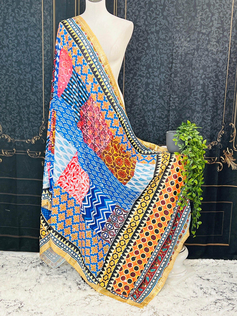 Multi color mirror work dupatta