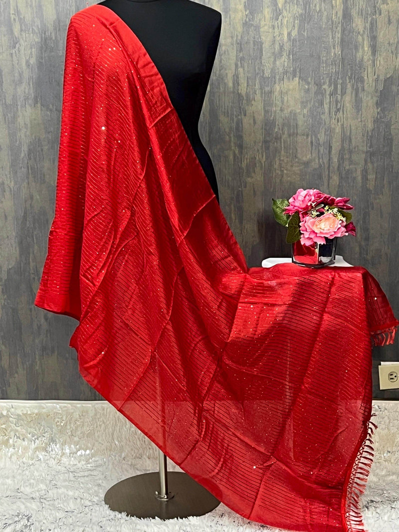 Red dupatta | sequin dupatta