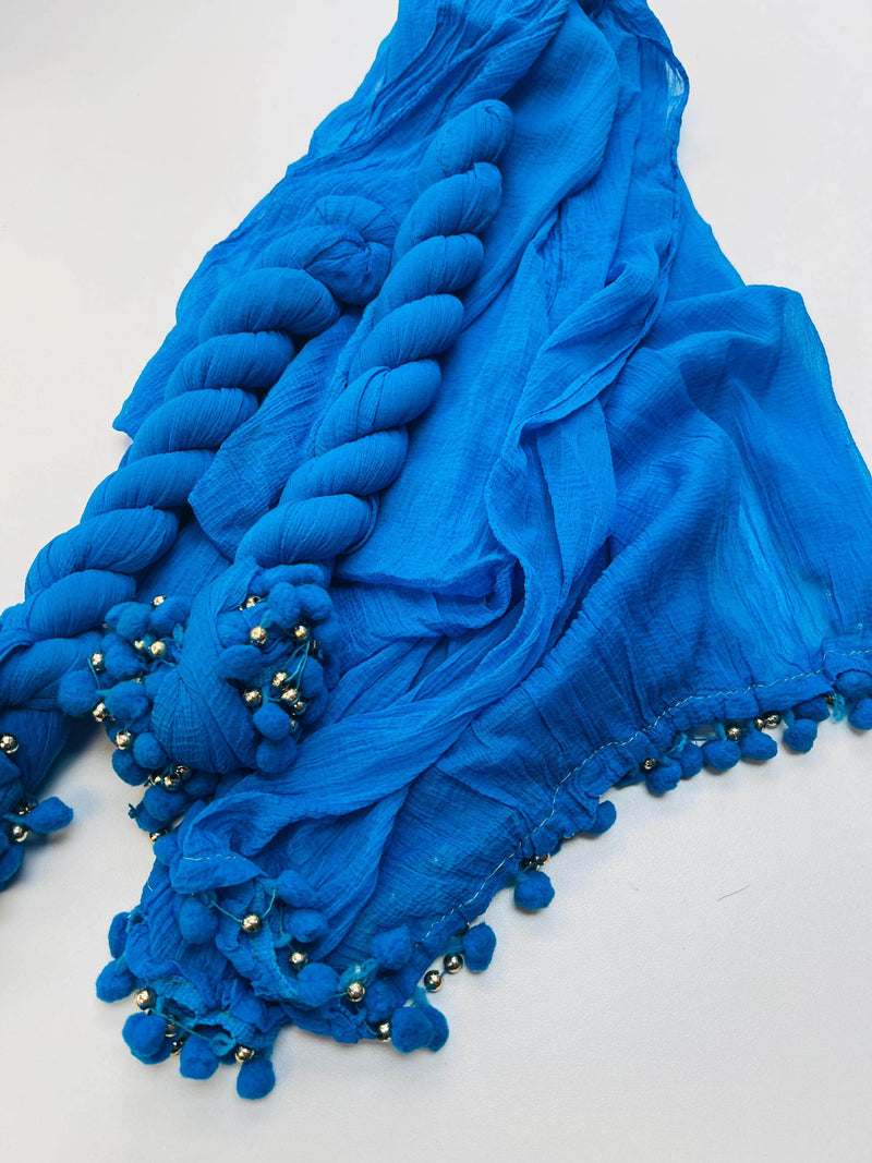 Teal blue plain chiffon dupatta