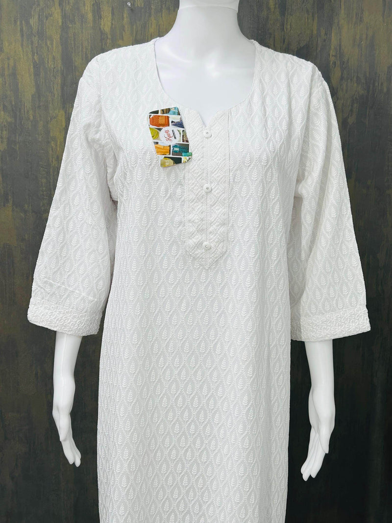 White chikankari kurti