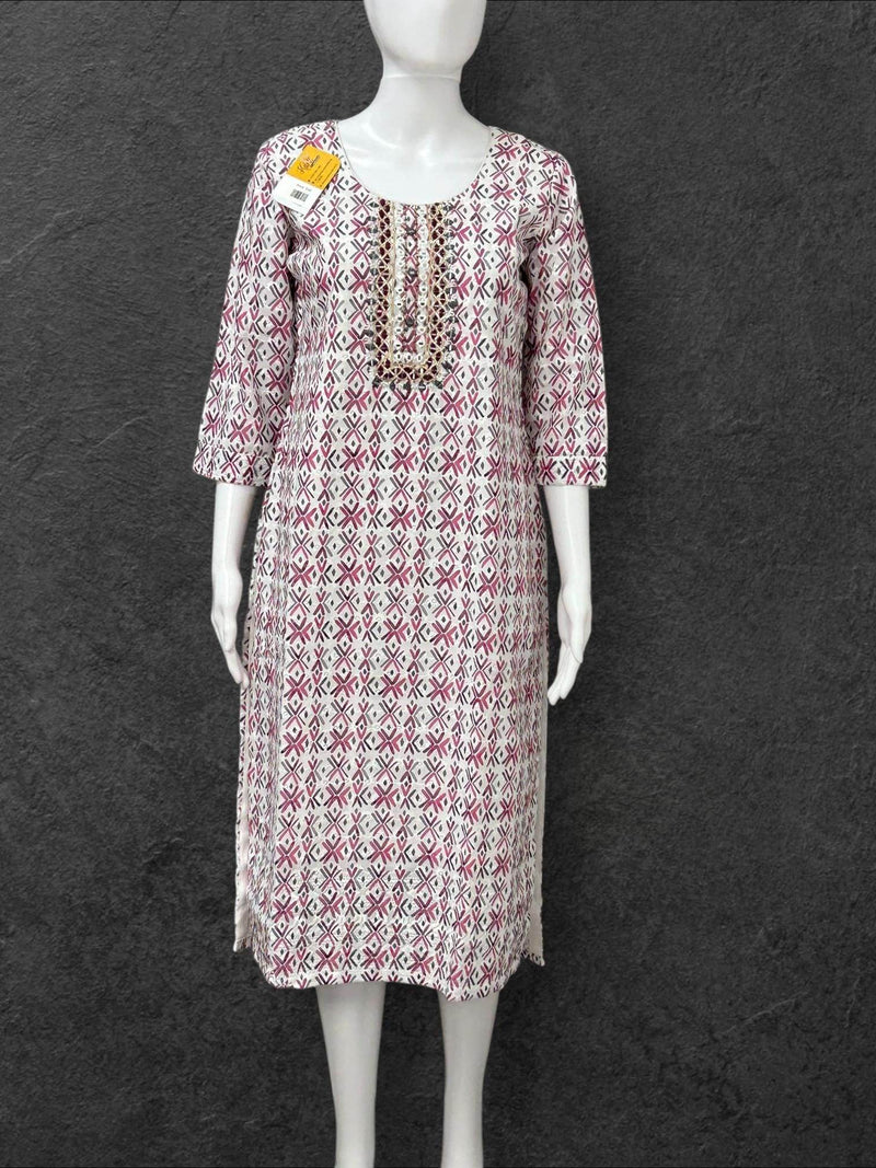 Cotton chikankari kurti with print: SALE