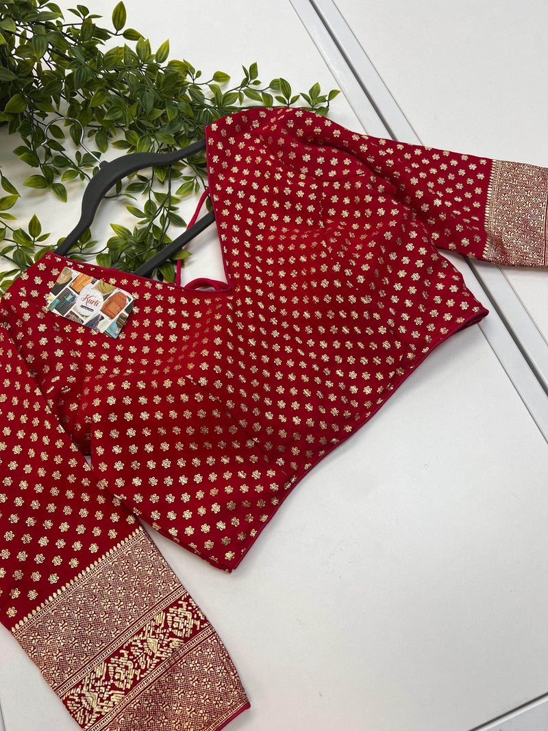 Printed Chiffon Blouse | Dark pink blouse