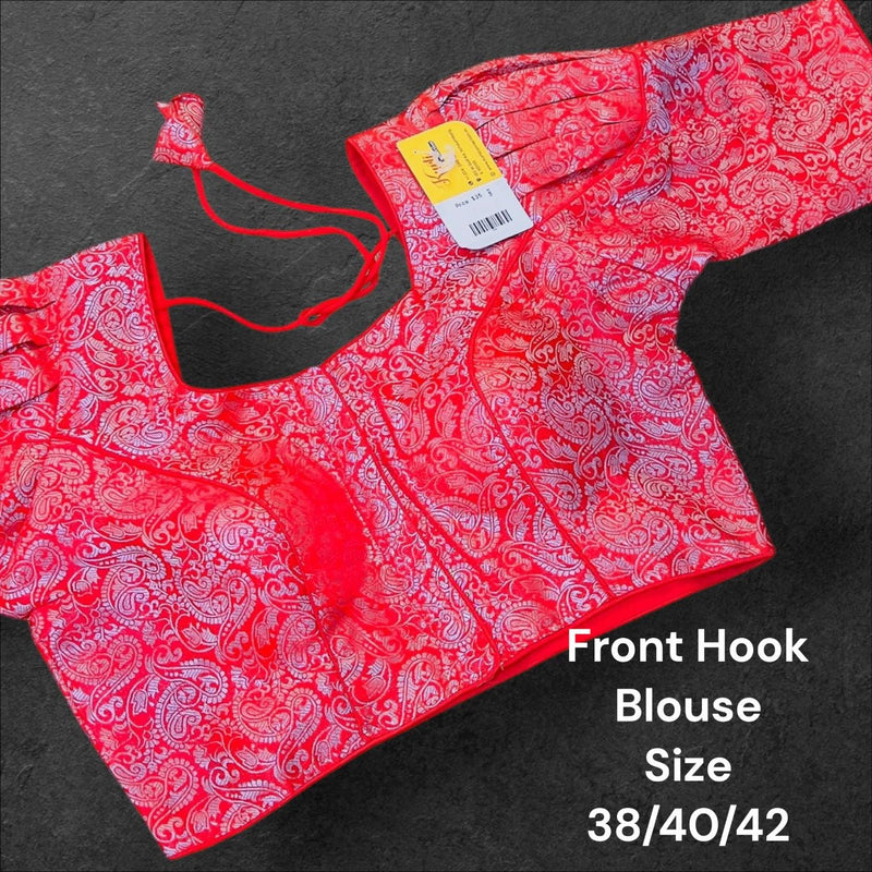 Red- Silver readymade blouse
