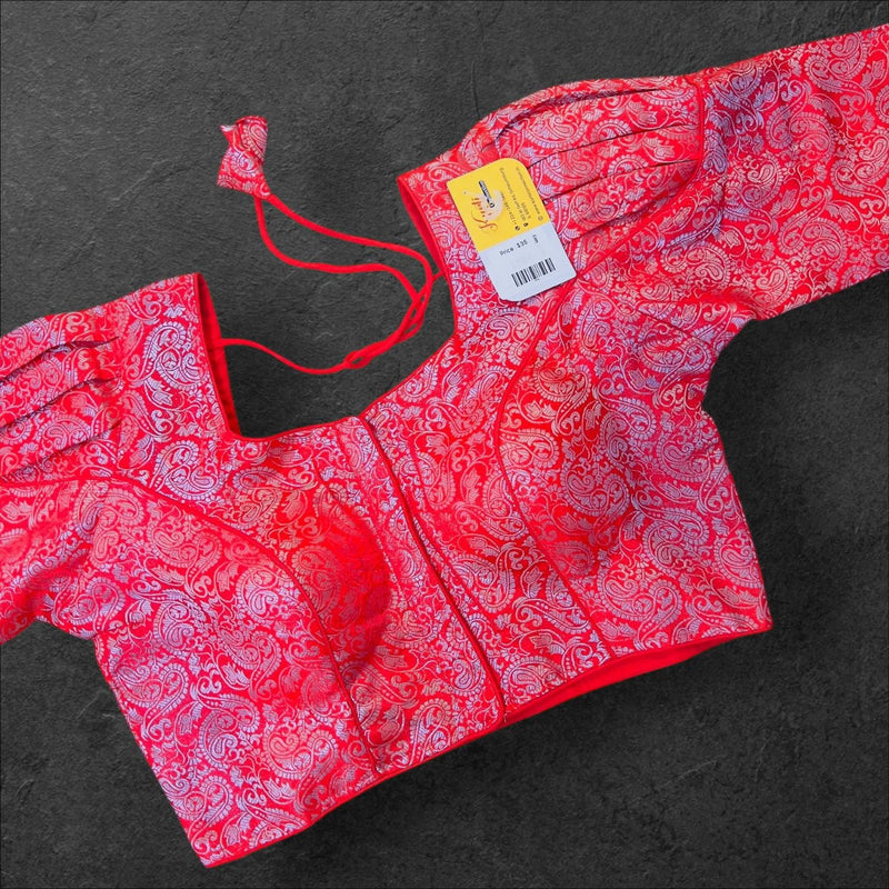 Red- Silver readymade blouse