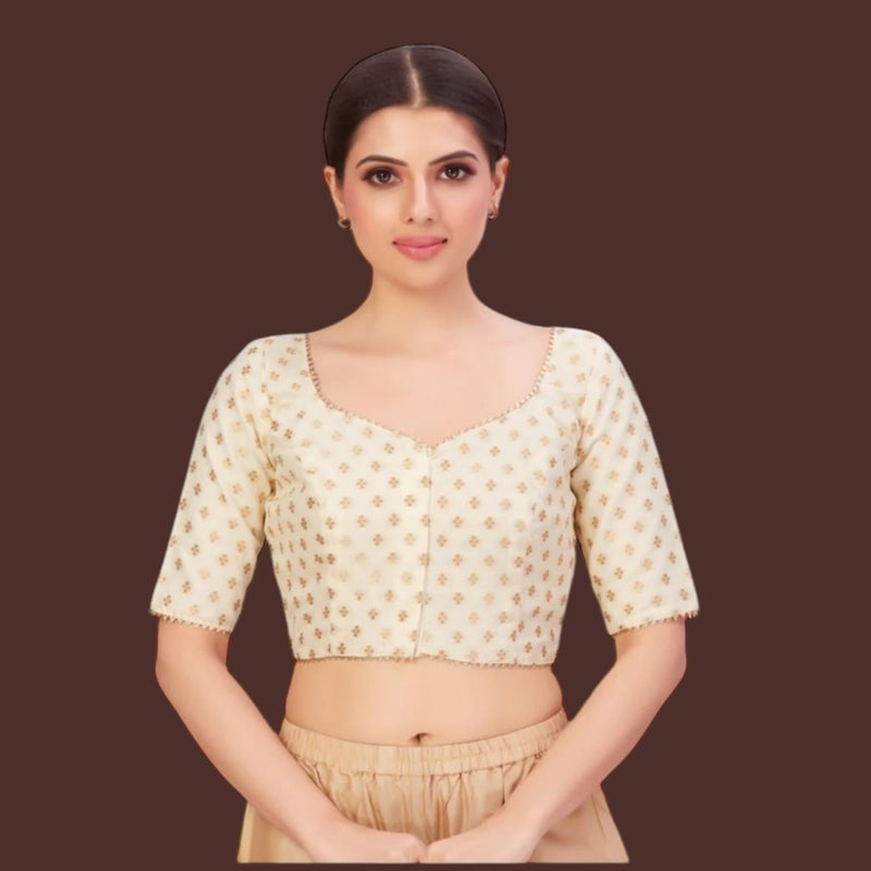 Off white blouse with gold butti