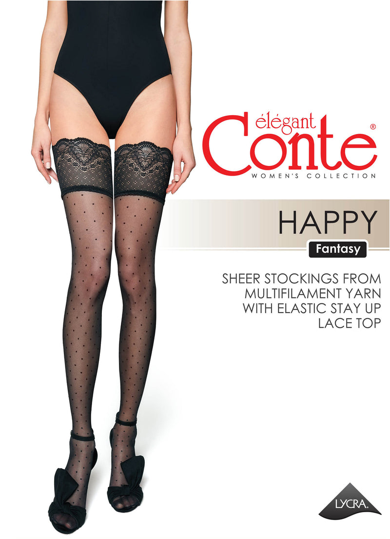 Fantasy Stockings Conte Happy - Polka Dot Silicone Lace Top