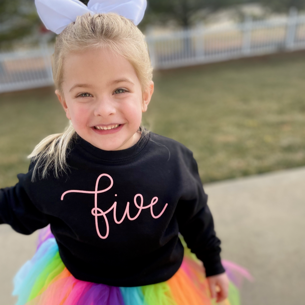 BIRTHDAY NUMBER - NEW CURSIVE - Child Sweater