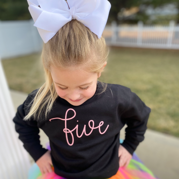 BIRTHDAY NUMBER - NEW CURSIVE - Child Sweater