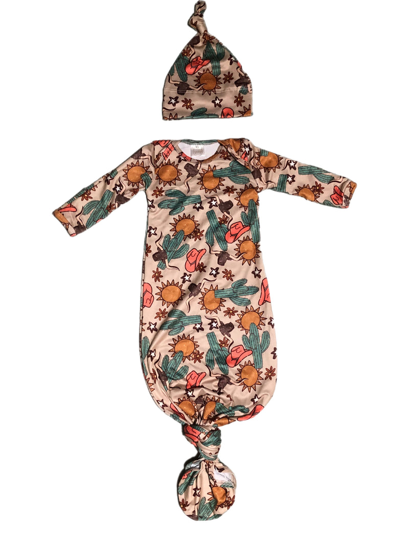 Cactus sun gown and hat set