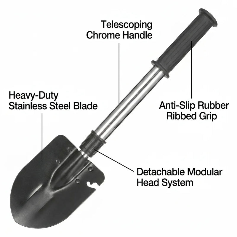 6-in-1 Multi Tool Survival Kit Shovel Knife Axe Saw Nail Puller w/ Pouch Outdoor Gear Camping