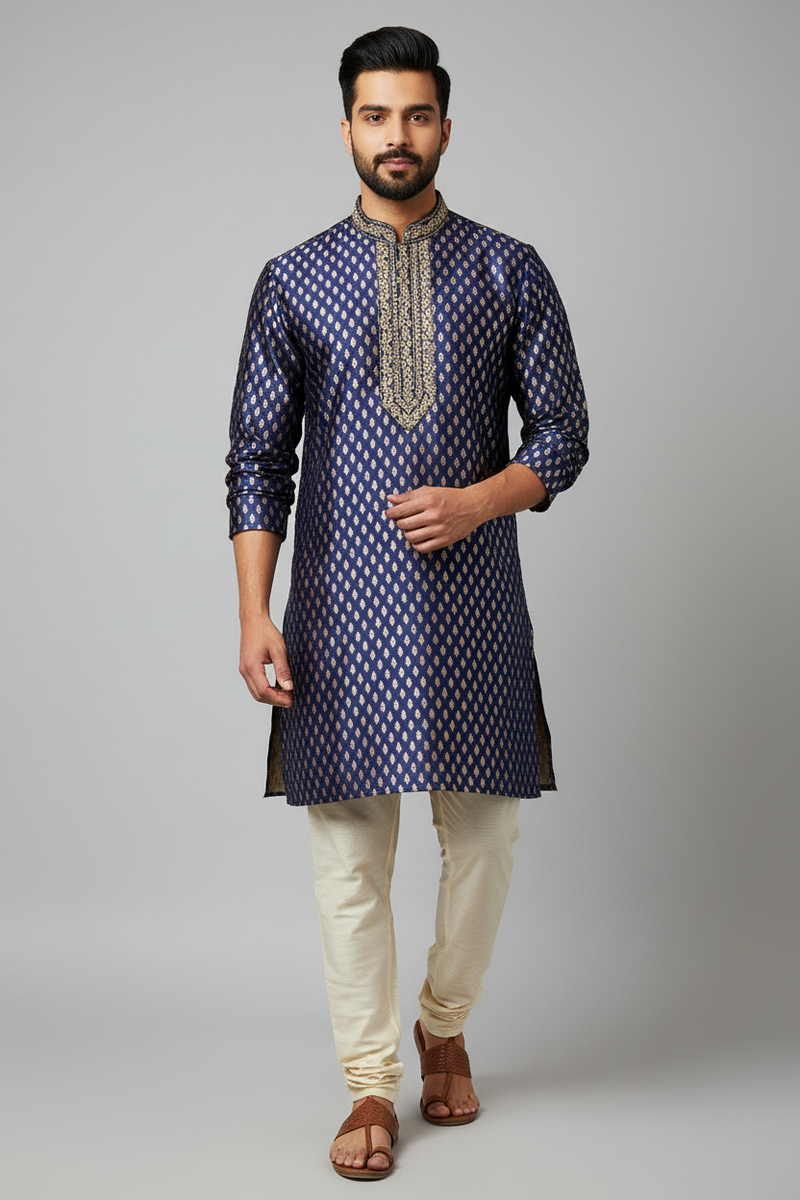 Silk short kurta for men