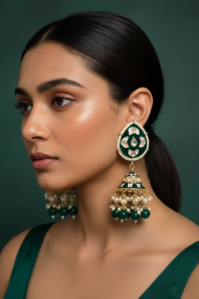 Meenakari jhumki earrings