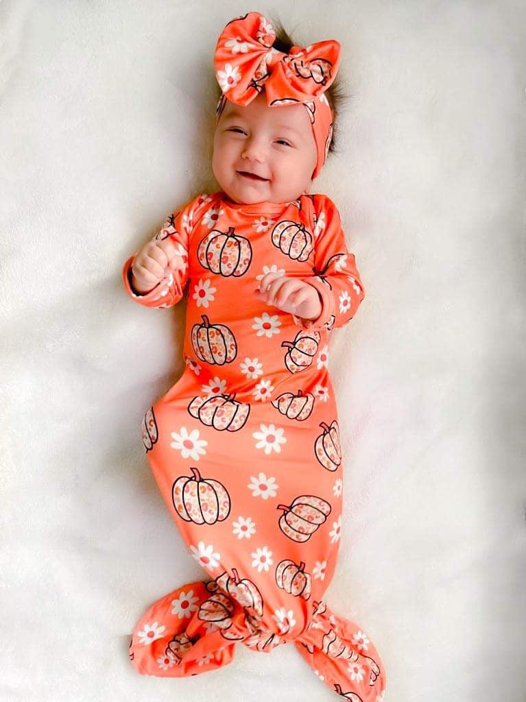 Leopard pumpkin gown and headband set
