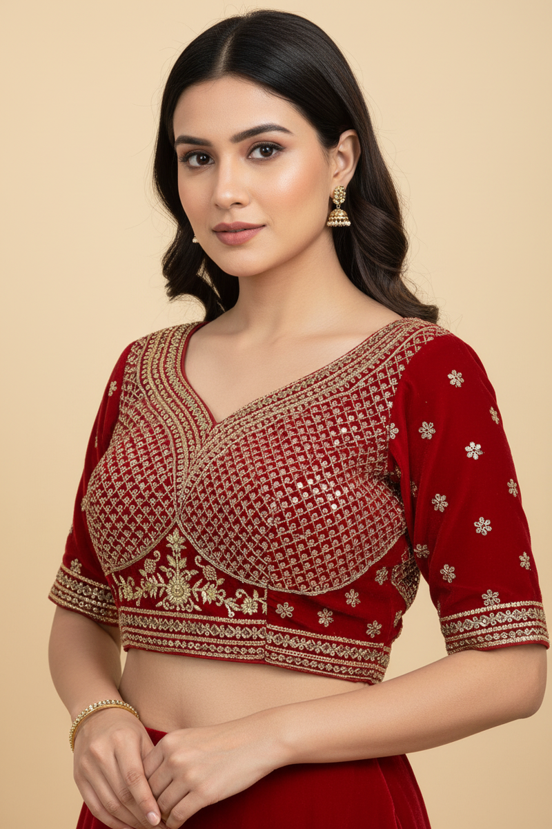 Velvet Blouse : red