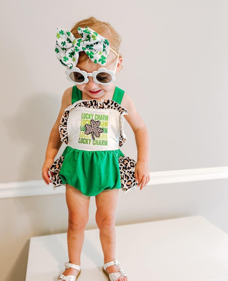 Lucky charm ruffle romper