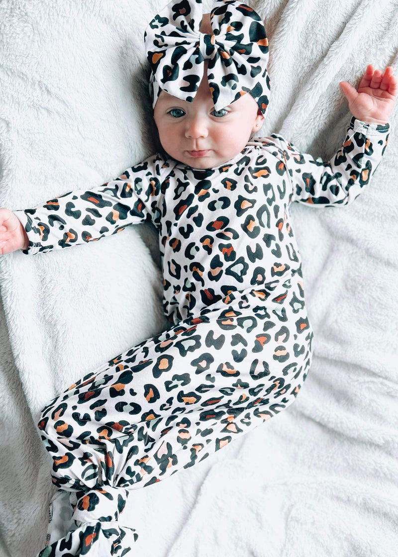 Fall leopard gown and headband set