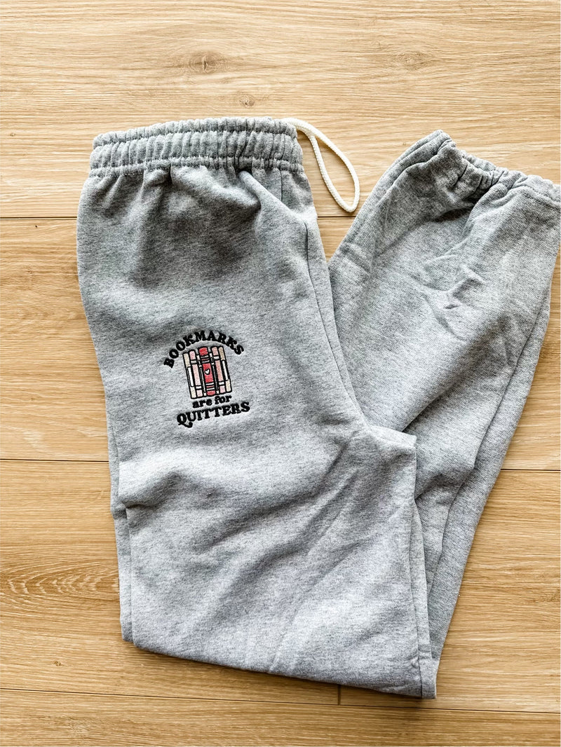 Embroidered Basic Joggers - Bookmarks Are For Quitters