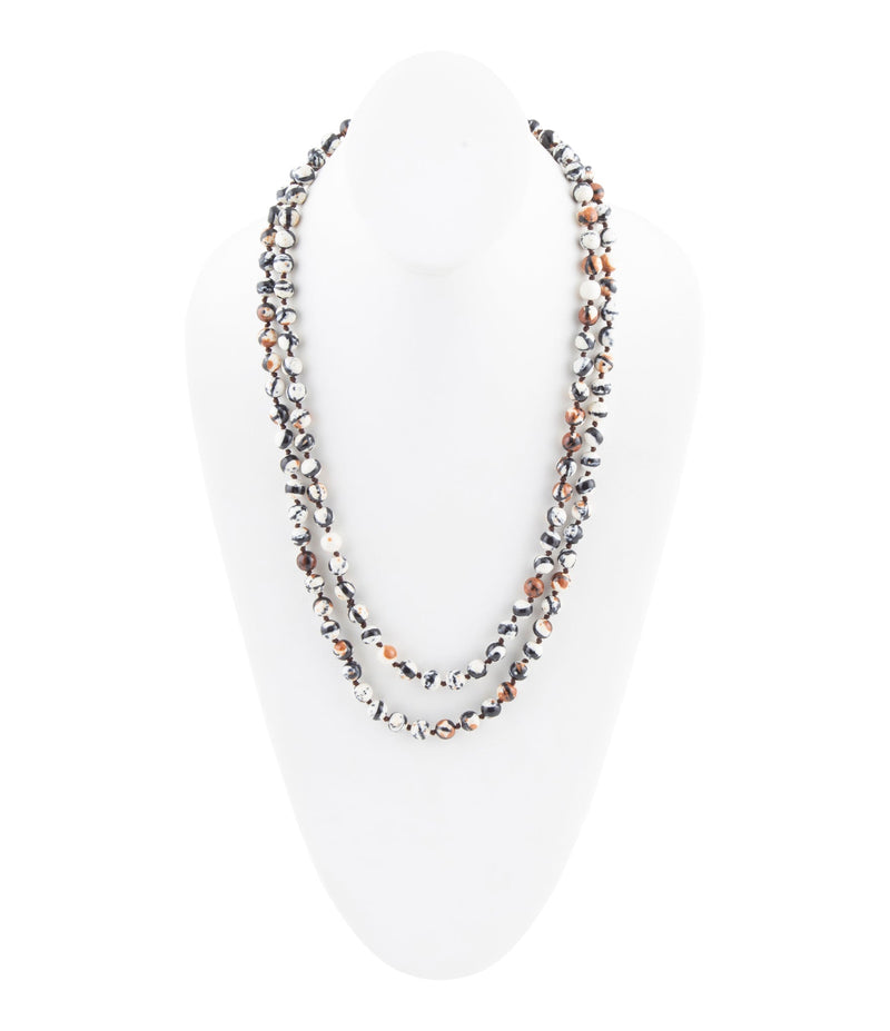 Immeasurable Jasper Black and White Wrap Necklace