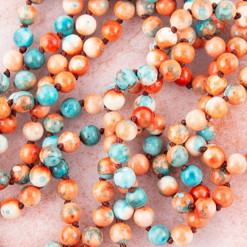 Immeasurable Orange and Blue Ocean Jade Necklace