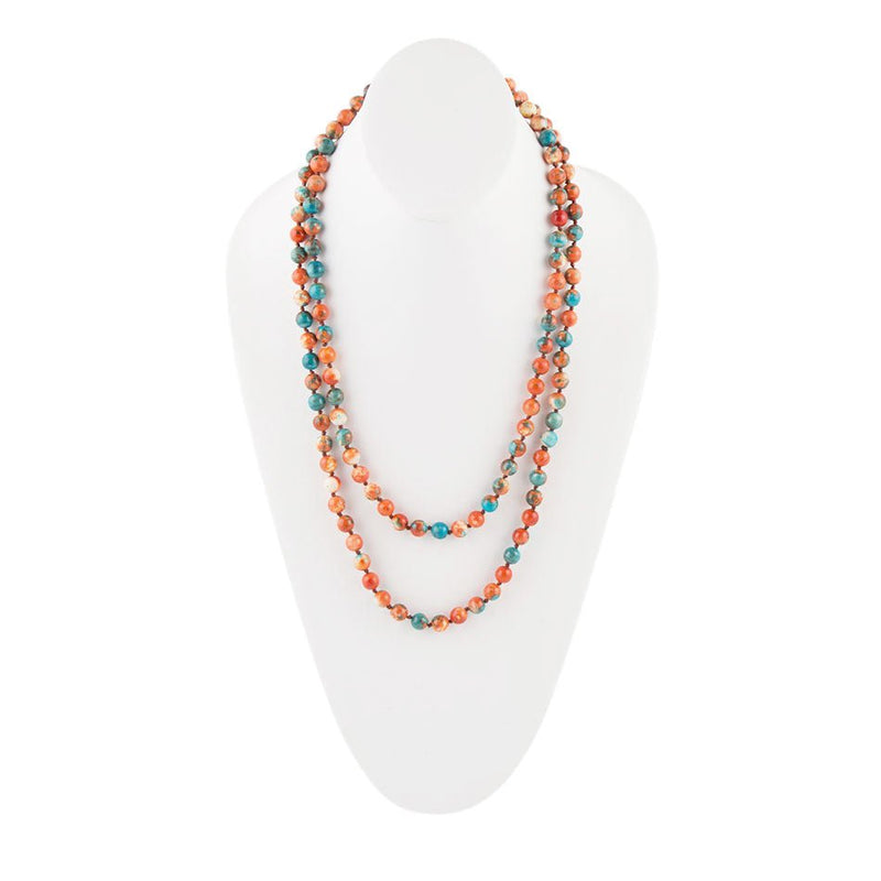 Immeasurable Orange and Blue Ocean Jade Necklace