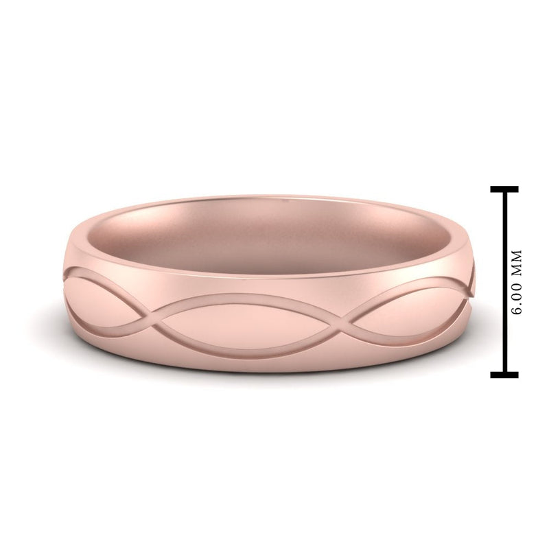 Infinity Grooved Mens Gold Ring