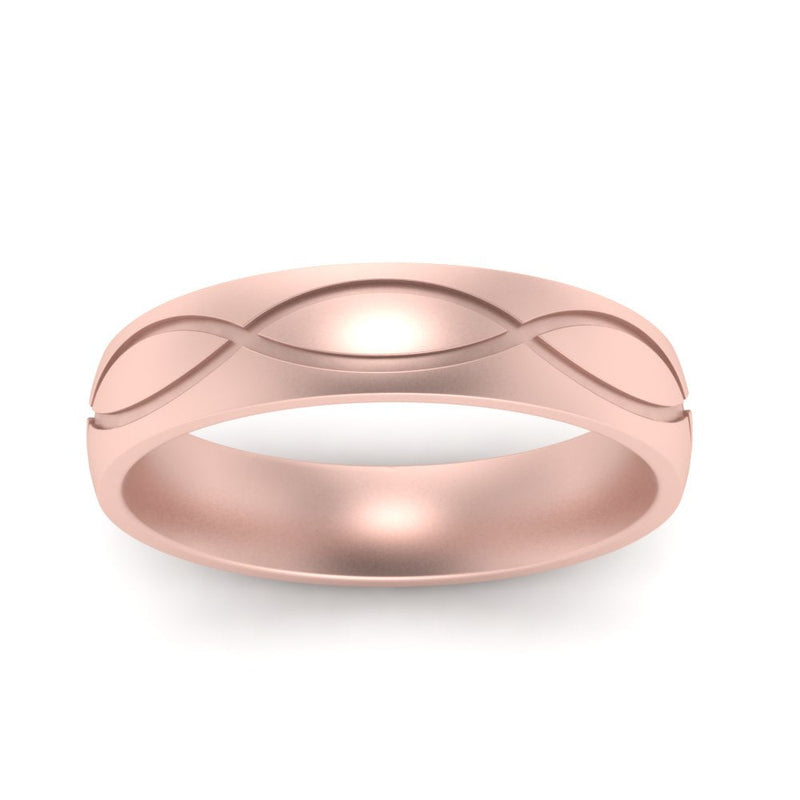 Infinity Grooved Mens Gold Ring