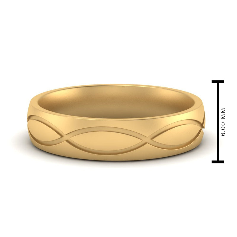 Infinity Grooved Mens Gold Ring