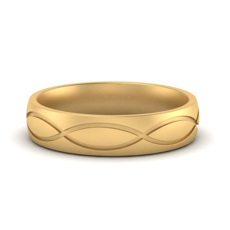 Infinity Grooved Mens Gold Ring