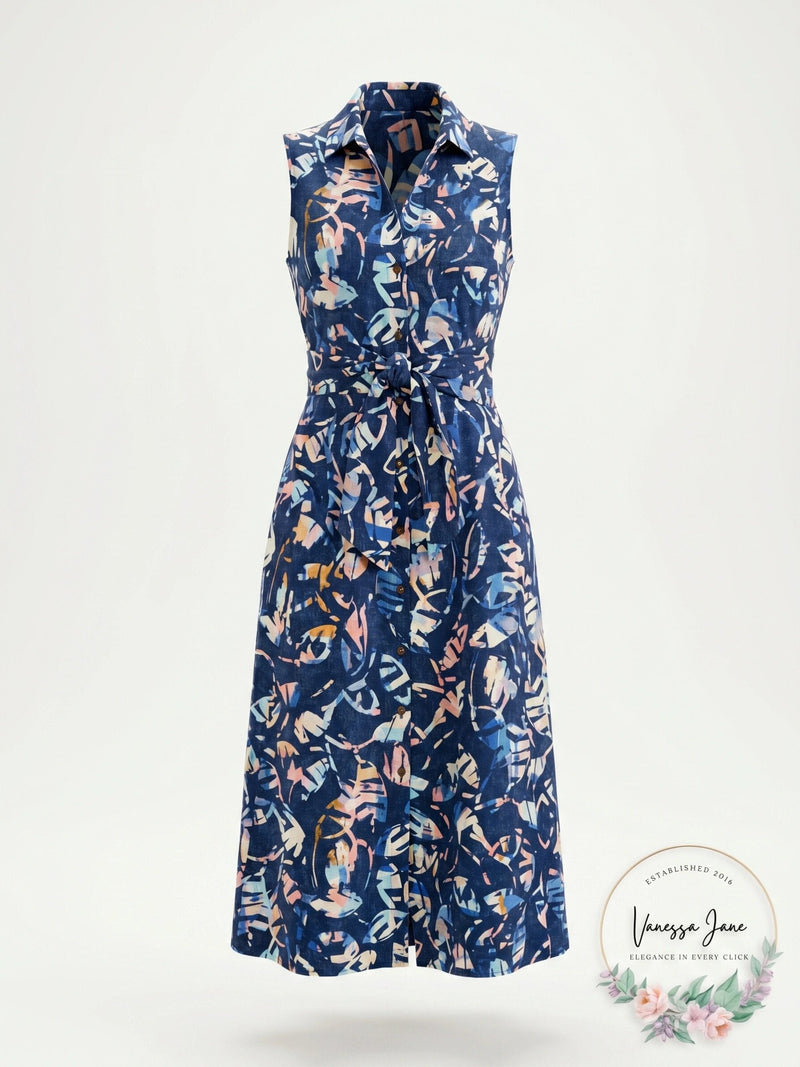 Nic + Zoe Indigo Leaves Shirtdress, Size Medium