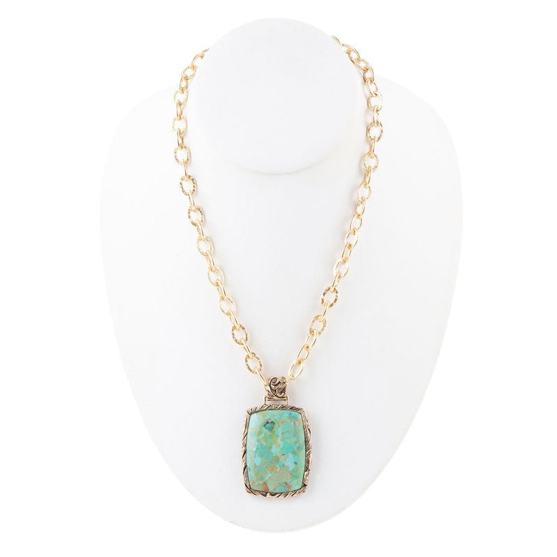 Jacquard Blue Turquoise Golden Pendant Necklace