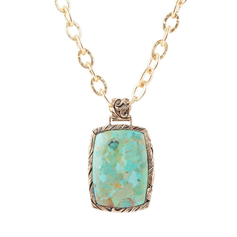 Jacquard Blue Turquoise Golden Pendant Necklace