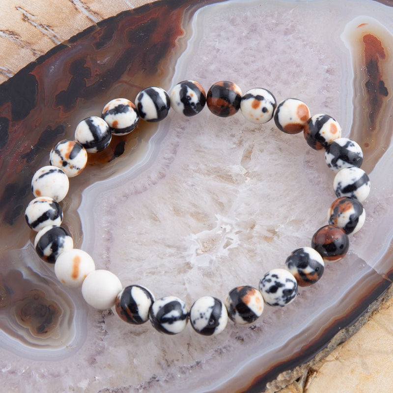 Agate Black and White Stretch Bracelet