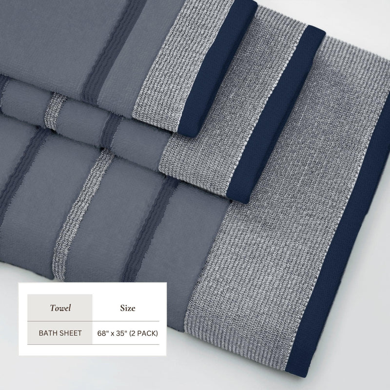 Decorative Cotton Stripe Bath Towel Set - Noelle Collection