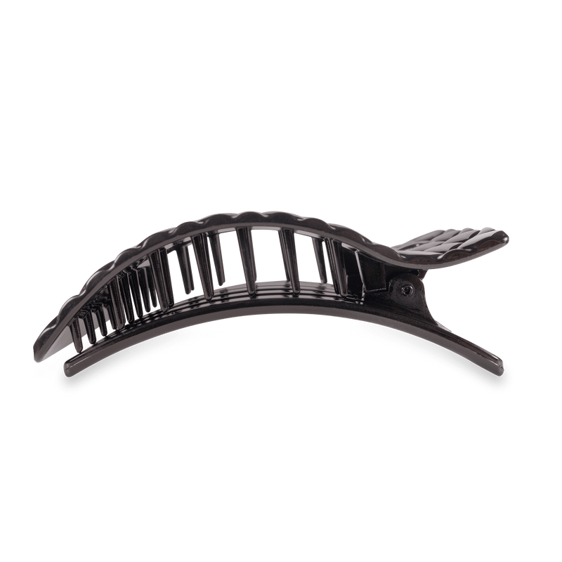 Jet Black Quilted Large Flat Rectangle Hair Clip