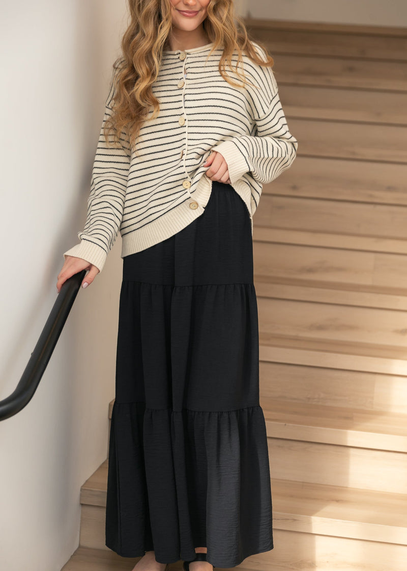 Jill Stretch Waist Tiered Maxi Skirt