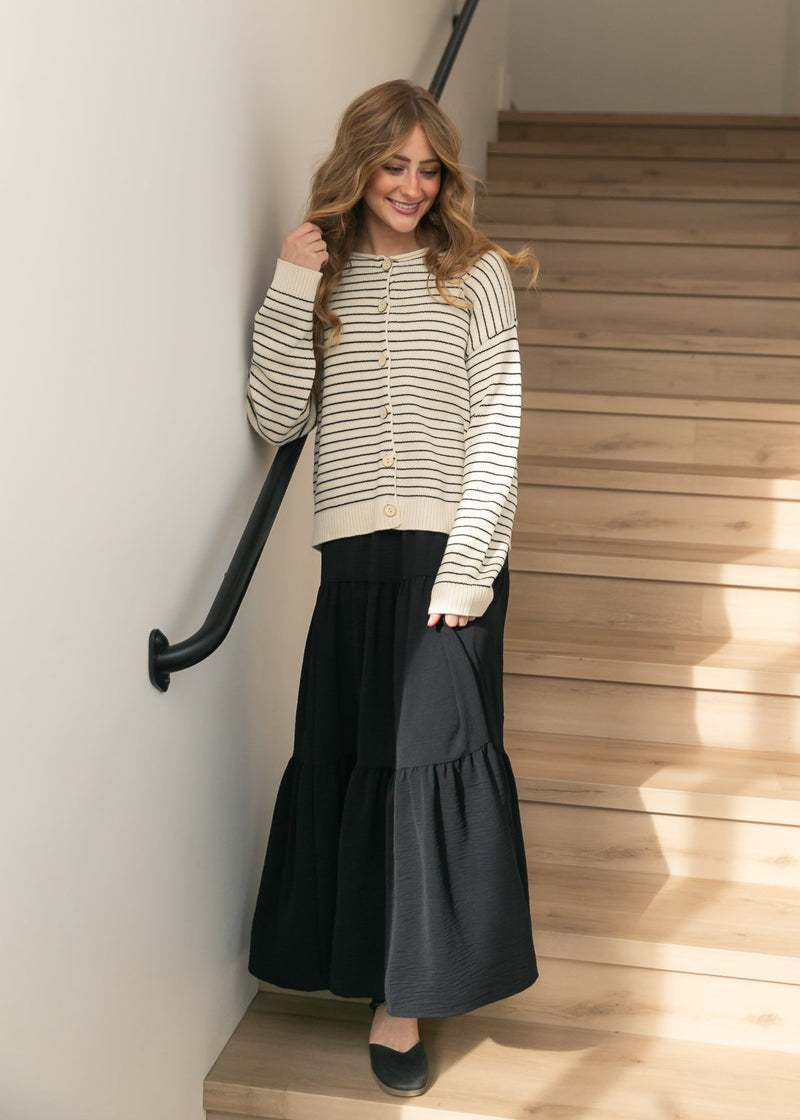 Jill Stretch Waist Tiered Maxi Skirt