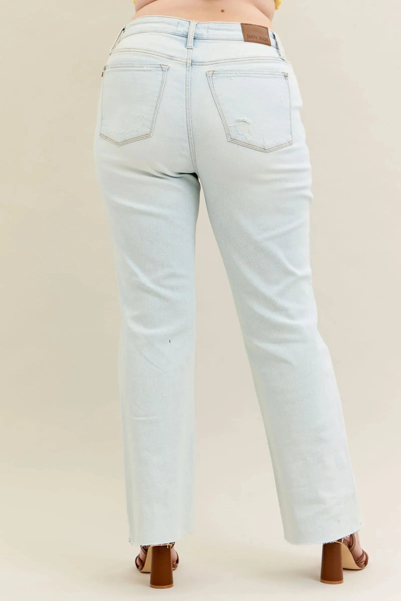 Judy Blue Full Size Destroy & Fray Hem Bootcut Jeans Plus Size
