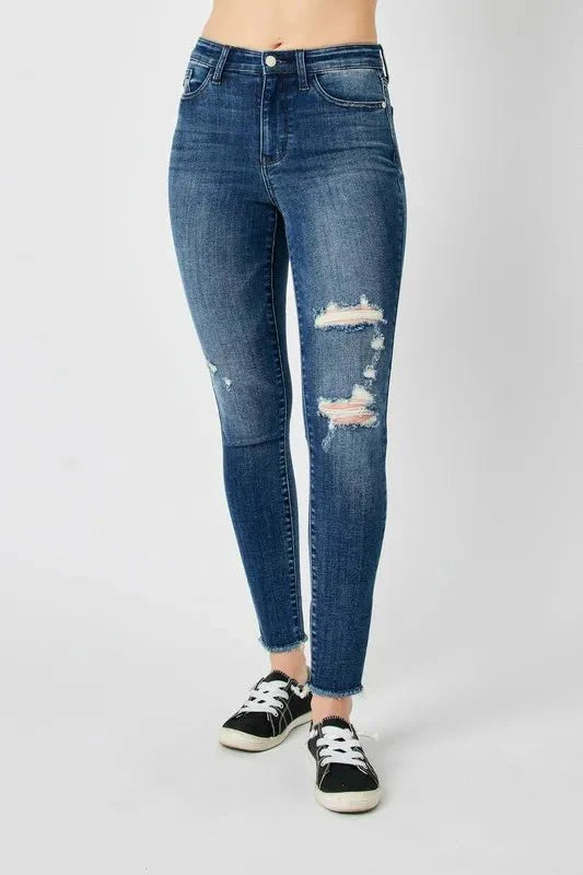 Judy Blue Full Size  High Waist Distressed Skinny Jeans