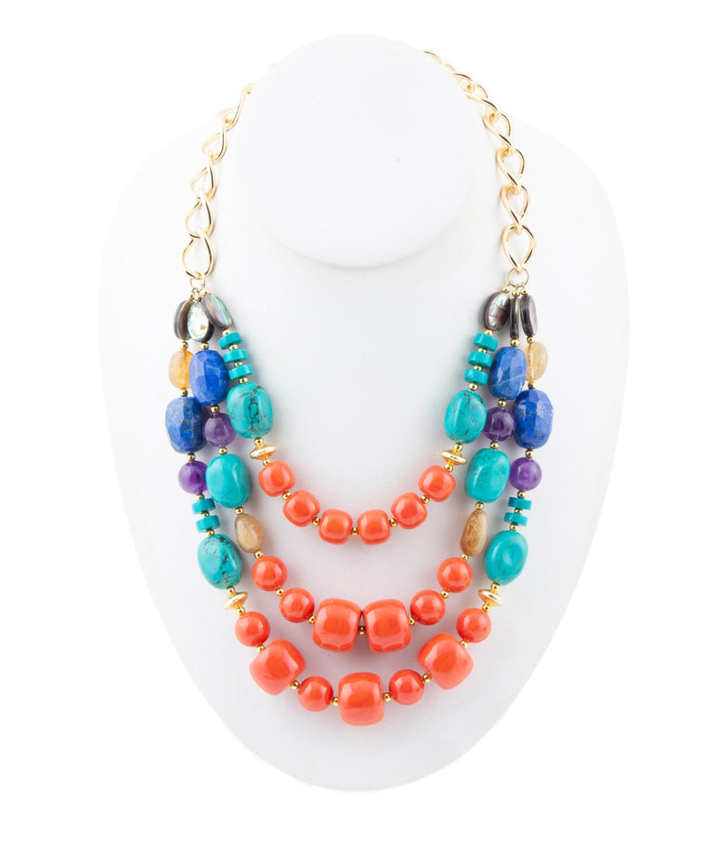 Kaleidoscope Multistone Statement Golden Necklace