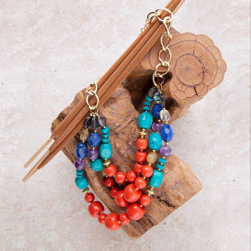 Kaleidoscope Multistone Statement Golden Necklace