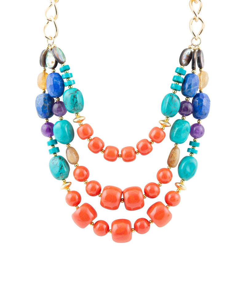 Kaleidoscope Multistone Statement Golden Necklace