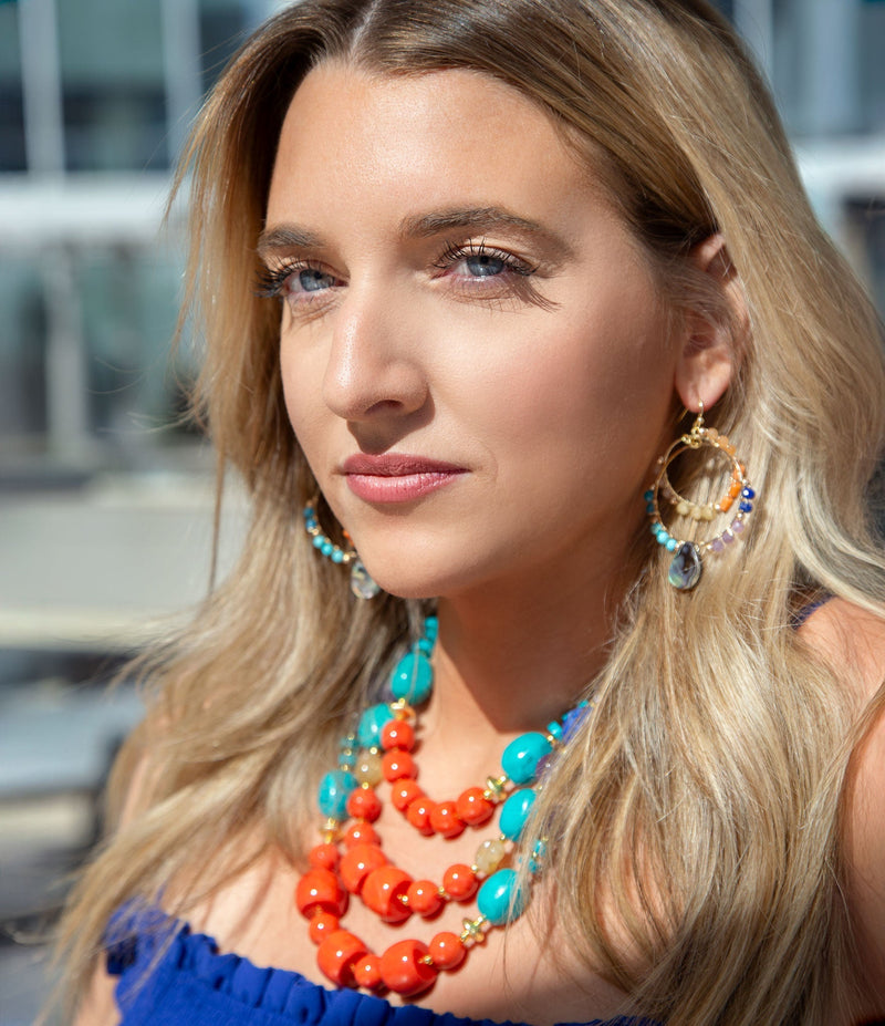 Kaleidoscope Multistone Statement Golden Necklace